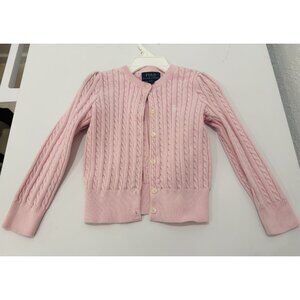 POLO Ralph Lauren Girls Pink Cable Knit Cardigan Sweater Toddler Sz 3T